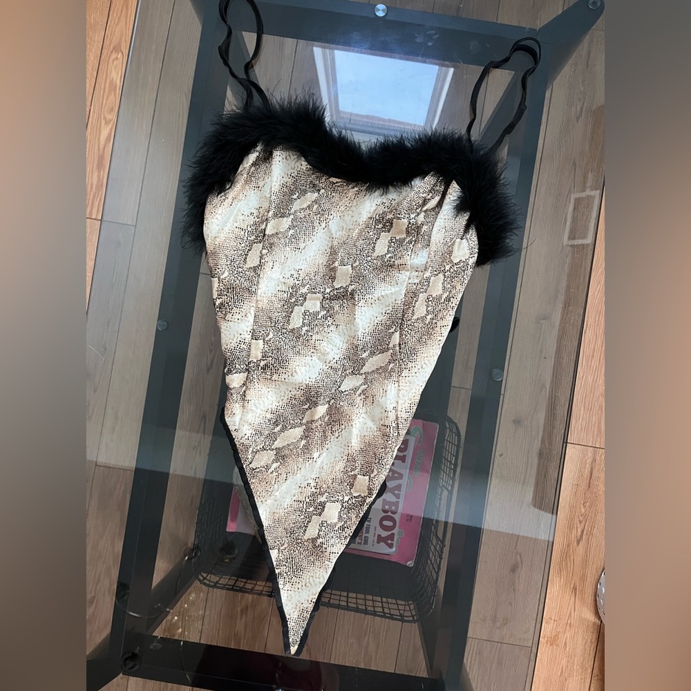 VTG Seductive Wear by Cinema Etoile Thong Bodysuit | Snakeskin + Black | Sz: L